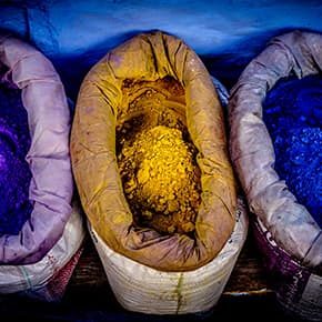 Bags with colour pigment illustrates PlusChem's expertise in Commodity Chemicals